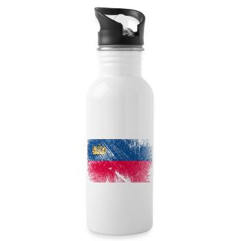 Drapeau du Liechtenstein - grunge vintage - Gourde avec paille intégrée - blanc - Droite
