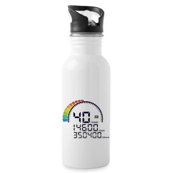 40 years anniversary counter days hours fast - Water bottle with straw - white - Right