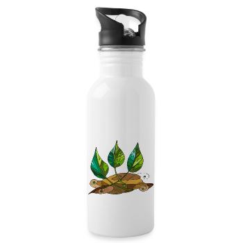 Feuilles - Gourde avec paille intégrée - blanc - Droite