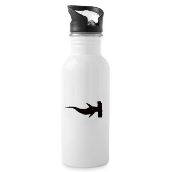 Silhouette with a great hammerhead shark - Water bottle with straw - white - Right