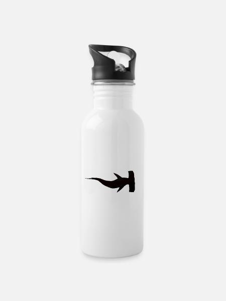 Silhouette avec un grand requin marteau - Gourde avec paille intégrée - blanc