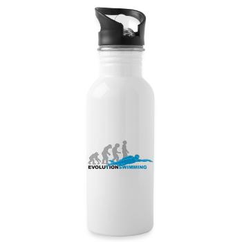 evolution swimming, swim, schwimmen, Schwimmer - Trinkflasche mit integriertem Trinkhalm - Weiß - Rechts