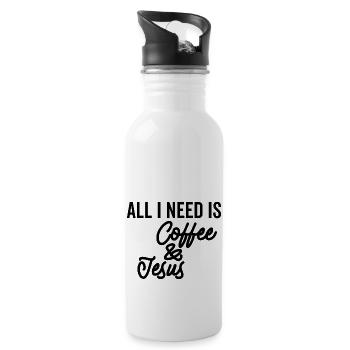 Alles, was ich brauche, ist Kaffee und Jesus - Trinkflasche mit integriertem Trinkhalm - Weiß - Rechts