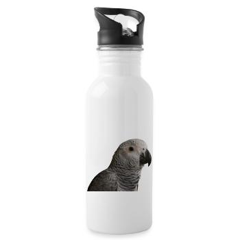 Graupapagei - Trinkflasche mit integriertem Trinkhalm - Weiß - Rechts