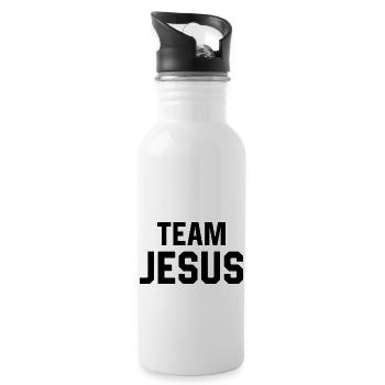Team Jesus - Trinkflasche mit integriertem Trinkhalm - Weiß - Rechts