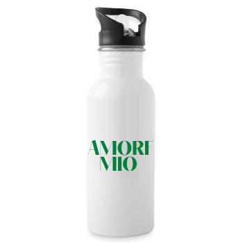 AMORE MIO MY LOVE green gift quote idea - Water bottle with straw - white - Right
