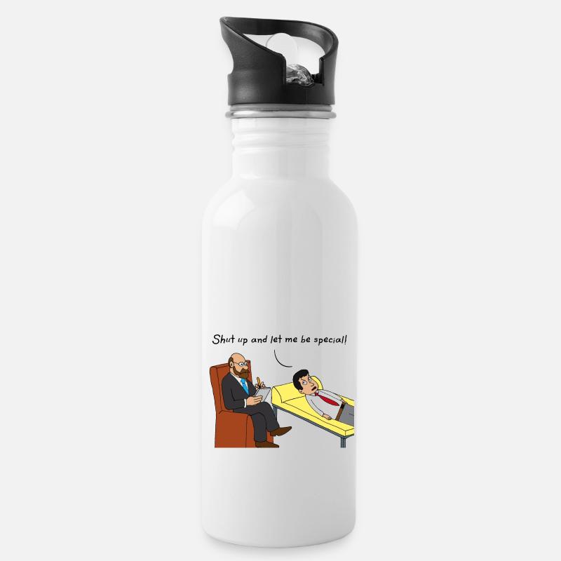 Therapie - Trinkflasche mit integriertem Trinkhalm - Weiß