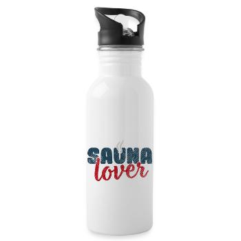 Sauna lover Spa Banja Hamam Geschenk Saunahaus - Trinkflasche mit integriertem Trinkhalm - Weiß - Rechts