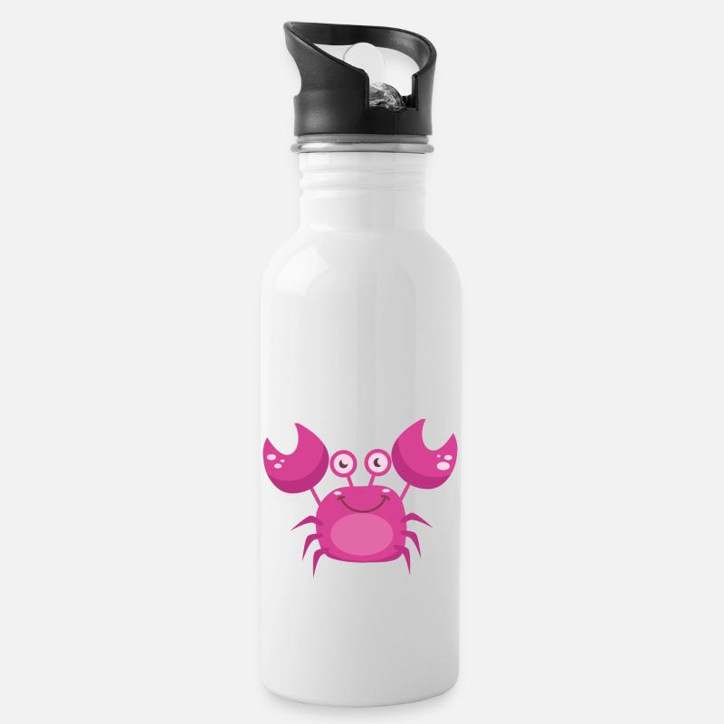 crab - Water bottle with straw - white