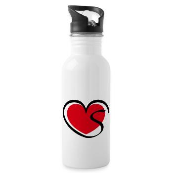 Liebe Herz Buchstabe S - Trinkflasche mit integriertem Trinkhalm - Weiß - Rechts