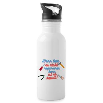 Opa , reparieren - Trinkflasche mit integriertem Trinkhalm - Weiß - Rechts