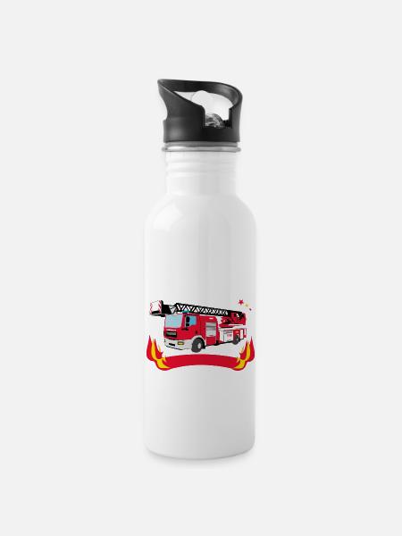 | des pompiers Pompiers - Gourde avec paille intégrée - blanc