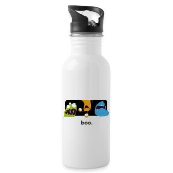 Lustige Halloween Monster - Trinkflasche mit integriertem Trinkhalm - Weiß - Rechts