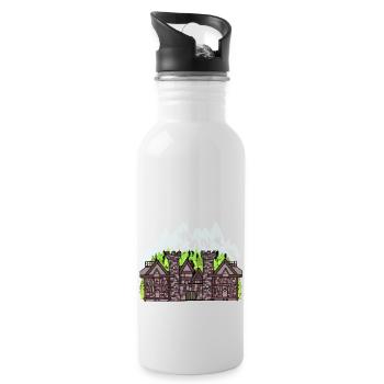 Mittelalter Ritter Burg Festung Schloss Märchen - Trinkflasche mit integriertem Trinkhalm - Weiß - Rechts