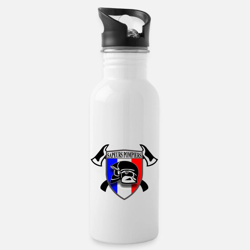 Sapeur pompier de France - Gourde avec paille intégrée - blanc