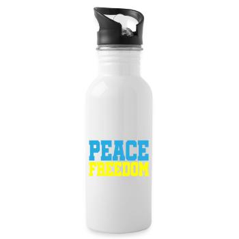 Color changeable | Peace Freedom Democracy - Water bottle with straw - white - Right