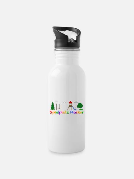 Spielplatz Rocker - Trinkflasche mit integriertem Trinkhalm - Weiß