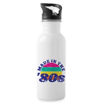 Hergestellt in den 80er Jahren - Trinkflasche mit integriertem Trinkhalm - Weiß - Rechts