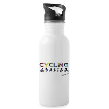 Cycling is colorful ! lgbtq, pride, pride month - Water bottle with straw - white - Right