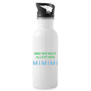 Wir sind alle etwas Mimimi - Trinkflasche mit integriertem Trinkhalm - Weiß - Rechts