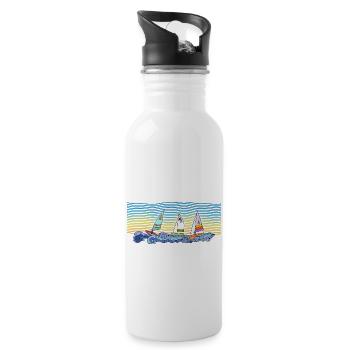Segelboote - Trinkflasche mit integriertem Trinkhalm - Weiß - Rechts