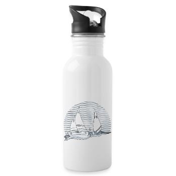 Segelboote - Trinkflasche mit integriertem Trinkhalm - Weiß - Rechts