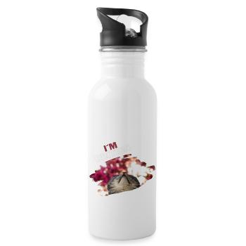 I´m British Katze Mädchen Lustig Bunt Kätzchen Fun - Trinkflasche mit integriertem Trinkhalm - Weiß - Rechts