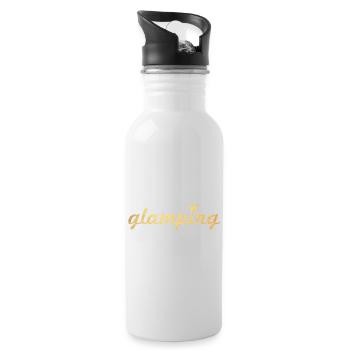 Glamping Camping Luxury Camping Gold Holiday Crown - Water bottle with straw - white - Right