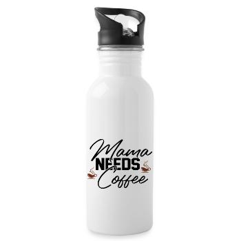 Mama Needs Coffee - Trinkflasche mit integriertem Trinkhalm - Weiß - Rechts