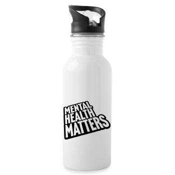 mental health matters quote - Water bottle with straw - white - Right