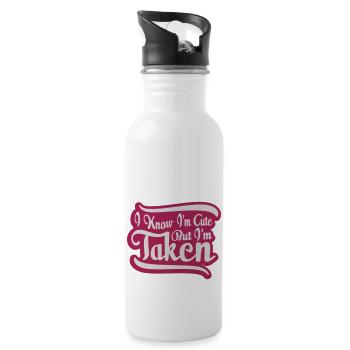 cute but taken Zitat - Trinkflasche mit integriertem Trinkhalm - Weiß - Rechts
