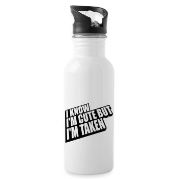 cute but taken Zitat - Trinkflasche mit integriertem Trinkhalm - Weiß - Rechts