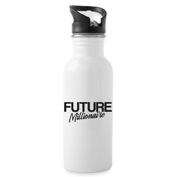 Futur millionair, impression sombre - Gourde avec paille intégrée - blanc - Droite