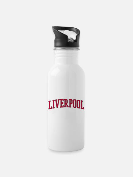 Liverpool Varsity Schriftzug Design - Trinkflasche mit integriertem Trinkhalm - Weiß