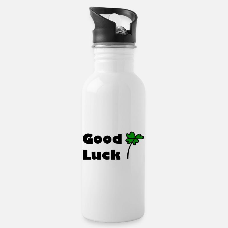 Good Luck - Water bottle with straw - white