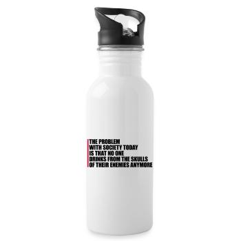 drinks from enemies skulls - Water bottle with straw - white - Right
