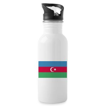 Aserbaidschans Flagge WM EM - Trinkflasche mit integriertem Trinkhalm - Weiß - Rechts