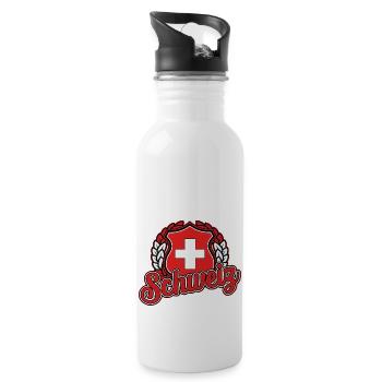 Schweiz - Trinkflasche mit integriertem Trinkhalm - Weiß - Rechts