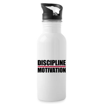 discipline over motivation quote - Water bottle with straw - white - Right