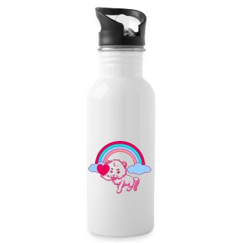 Rainbow Soft Kitten Children Toddler Baby - Water bottle with straw - white - Right