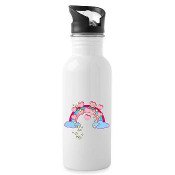 Magisch Regenbogen Sterne Herzen Glückwunsch - Trinkflasche mit integriertem Trinkhalm - Weiß - Rechts