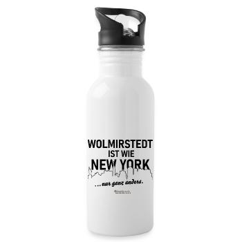 Wolmirstedt ist wie New York - Trinkflasche mit integriertem Trinkhalm - Weiß - Rechts