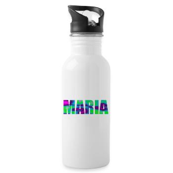 First name Maria in colorful capital letters - Water bottle with straw - white - Right