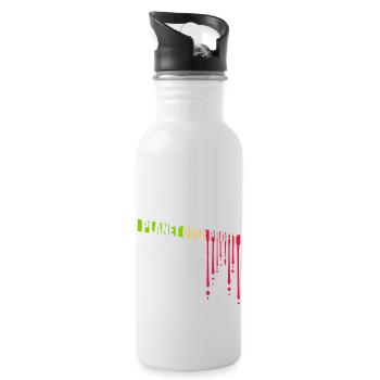 planet over profit Zitat - Trinkflasche mit integriertem Trinkhalm - Weiß - Rechts