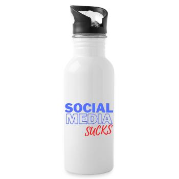 Social Media Sucks - Water bottle with straw - white - Right