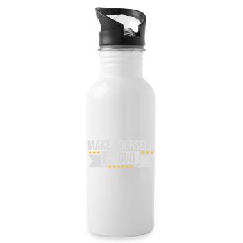 make yourself proud Zitat - Trinkflasche mit integriertem Trinkhalm - Weiß - Rechts