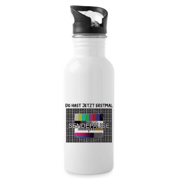 Du hast jetzt erstmal Sendepause / 90er Testbild - Trinkflasche mit integriertem Trinkhalm - Weiß - Rechts