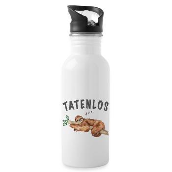 Tatenlos Faultier Lustige Sprüche - Trinkflasche mit integriertem Trinkhalm - Weiß - Rechts