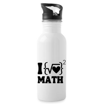 I love math - Water bottle with straw - white - Right