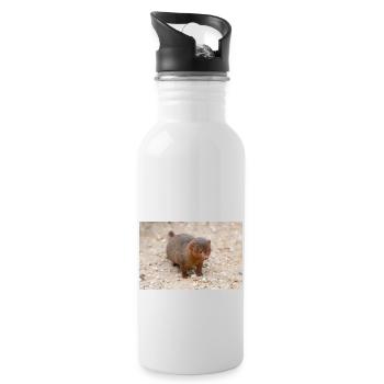 dwarf mongoose (in german Zwergmangusten) Helogale - Water bottle with straw - white - Right